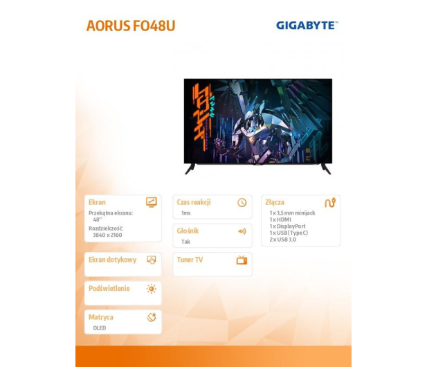 GIGABYTE 48'' AORUS FO48U Czarny - 653504 - zdjęcie 11